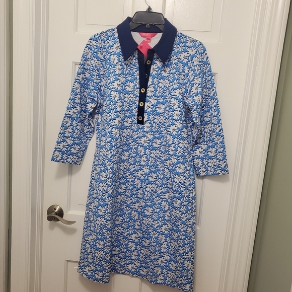 NWT Lilly Pulitzer Ainslee Lunar Blue Palm Beach Petals Dress Size Lge. Ret $188 - Picture 10 of 14